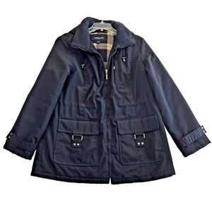 London Fog Mens Black Size Large Insulated Winter Coat‎ Parka Detachable Hood